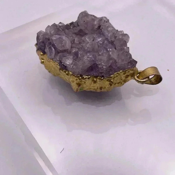 Amethyst Druzy Pendant, ROUGH AMETHYST CRYSTAL - Picture 5 of 9